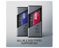 Axagon EEM2-SD2 USB-C 10Gbps - M.2 NVMe & SATA SSD bezśrubowa, ekra - 1485447 - zdjęcie 3